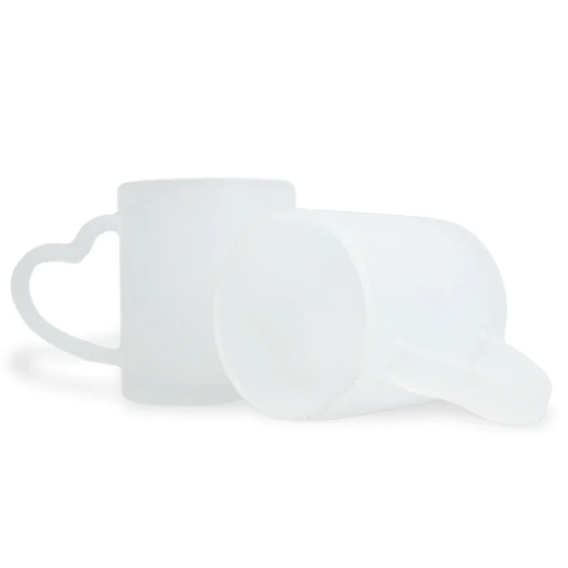 Caneca de Vidro Coracão Jateado para Sublimação - 325ml